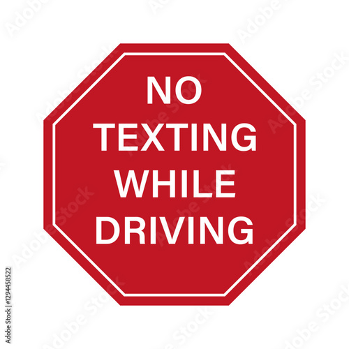 No Texting While Driving Sign. Do Not Use Phone While Driving. Careless and Dangerous Driving Behavior. Vector Illustration. 