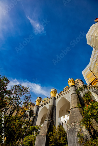 Obraz na plátně Exploring the intricate details of the National Palace of Pena in Sintra, Portug