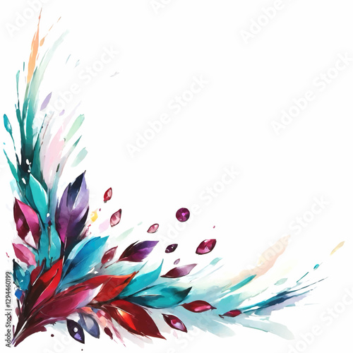 abstract floral brush stroke decorative element with white area for insertion