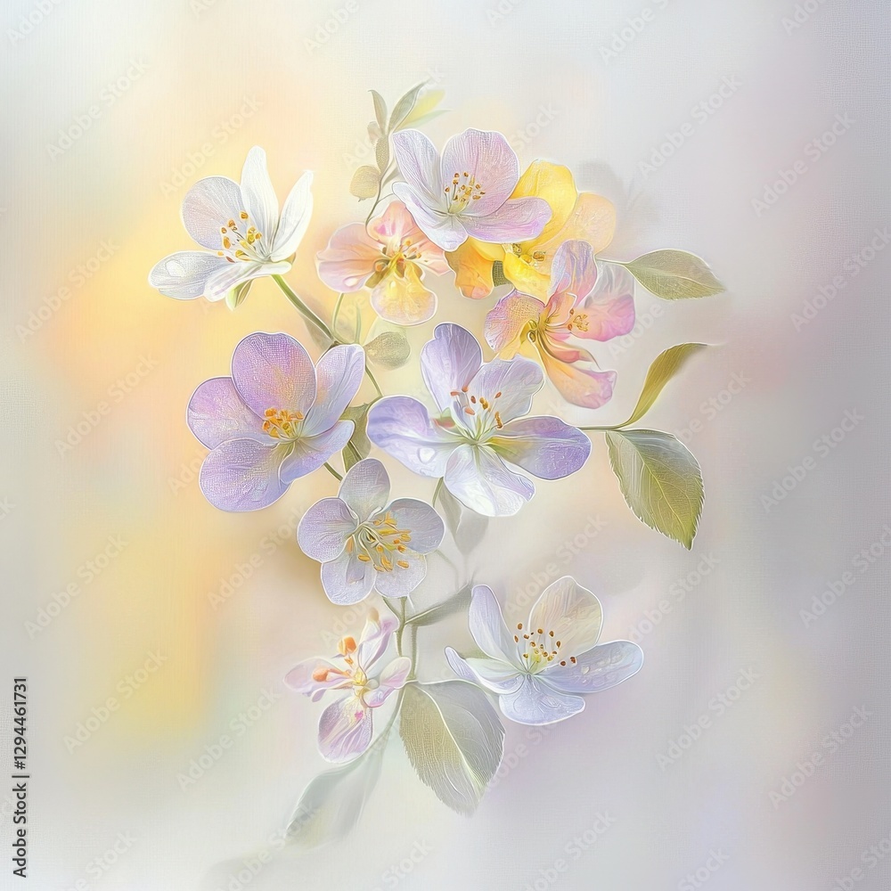 Fototapeta premium Soft pastel tones create a serene Spring background.