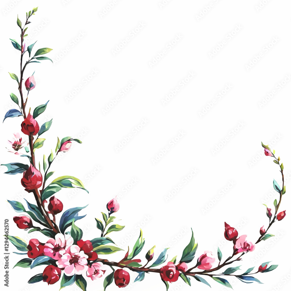 Fototapeta premium floral frame with flowers decorative vector element with white area