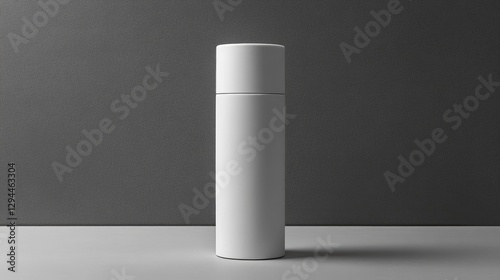 Wallpaper Mural Stylish cylindrical makeup case standing upright on a sleek, minimalist white tabletop Torontodigital.ca