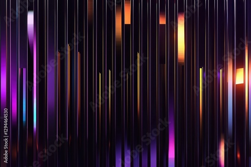 Dark metallic abstract texture of glowing neon stripes. Modern futuristic background for banners, presentations and wallpapers design.