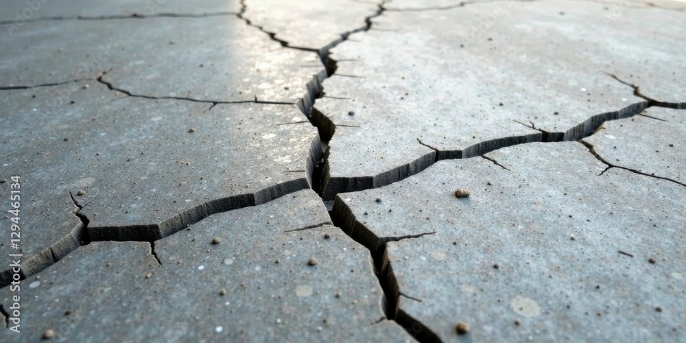 Obraz premium Close-up view of a cracked surface, showing intricate detail of the fissures and texture