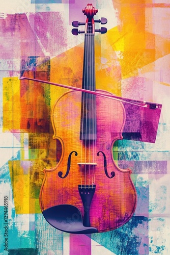 Violin on colorful background