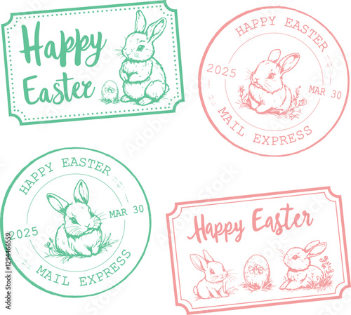 Happy Easter set of rubber stamps