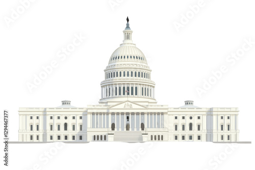 Iconic white capitol building washington d.C. Png with transparency background architectural illustration clear view civic concept
