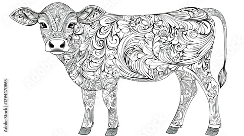 Artistic cow illustration farm digital artwork creative environment side view whimsical design