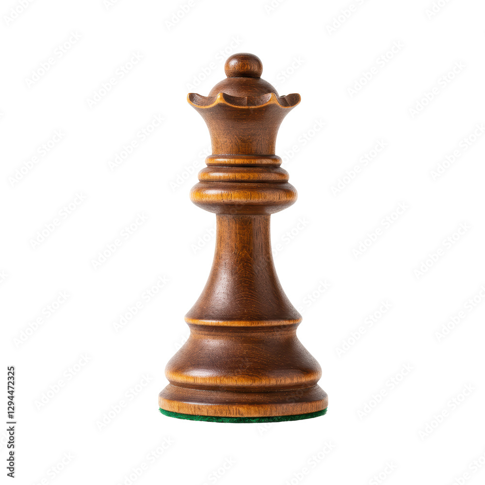 Isolated Dark Wooden Chess Queen Piece on White Background Isolated Dark Wooden Chess Queen Piece on White Background