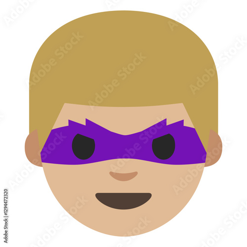 Superhero Mask Clipart Illustration | Person with Light Brown Hair and Playful Expression Isolated on White Background