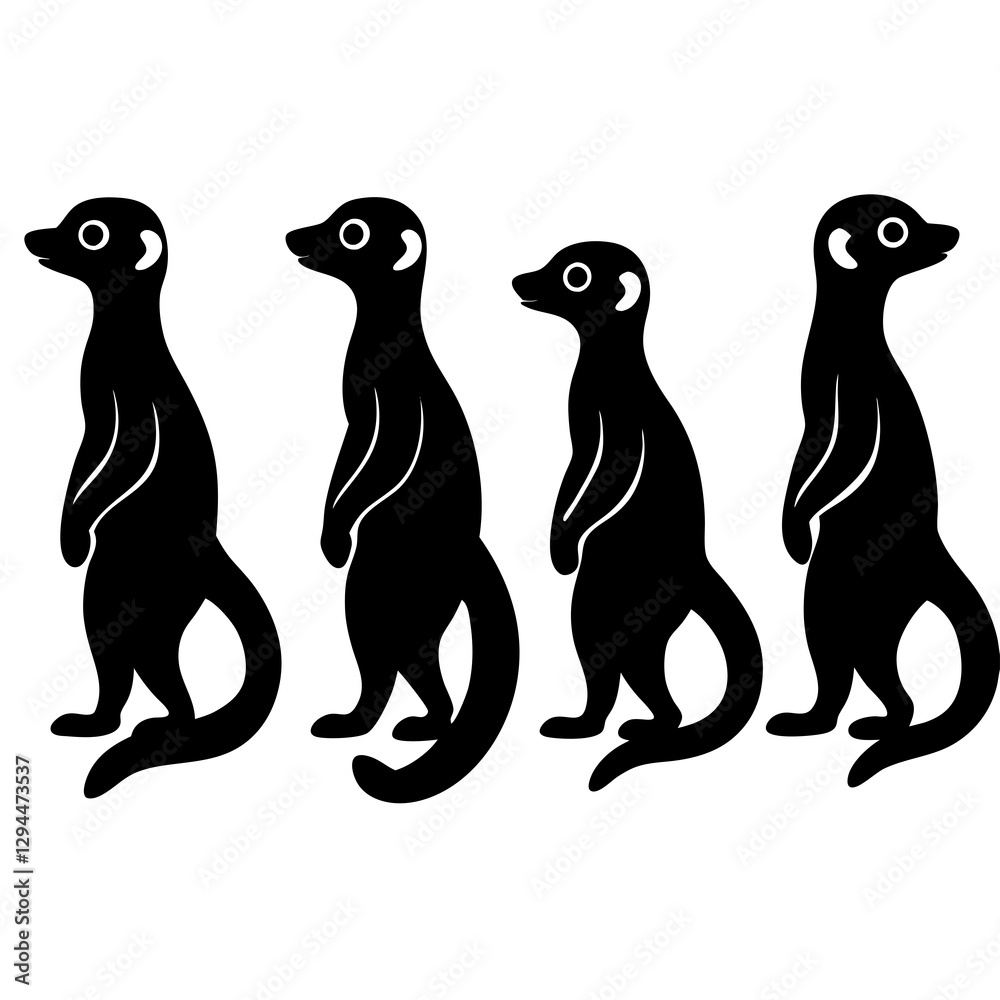 Fototapeta premium set-of-meerkats-collection-of-silhouettes-of-black vector