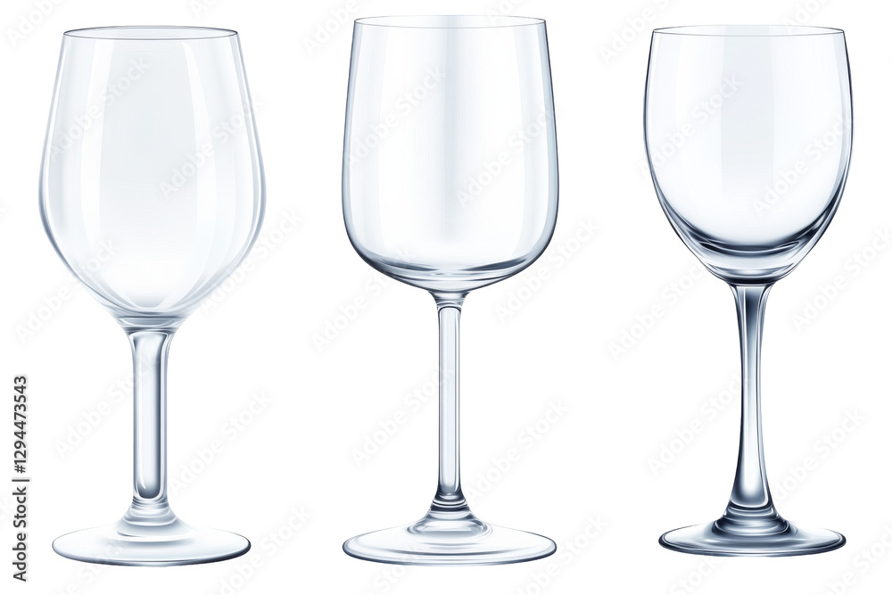 Elegant glassware set on transparent background png format ideal for white space design studio environment Elegant glassware set on transparent background png format ideal for white space design studio environment