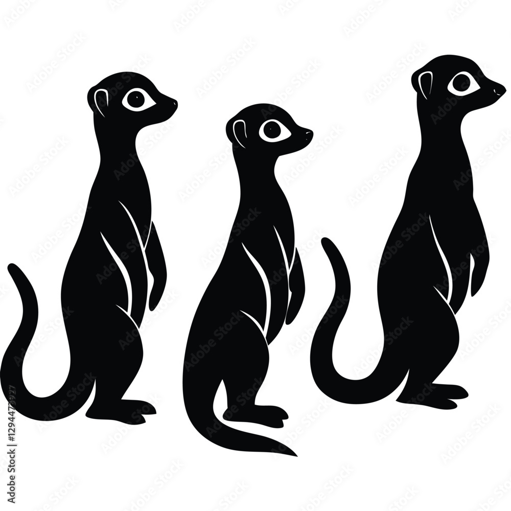 Naklejka premium set-of-meerkats-collection-of-silhouettes-of-black vector
