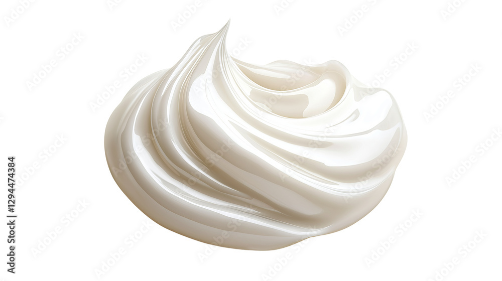 Pearl-like skincare cream swirl with delicate shine, smooth and luxurious beauty texture, isolated on white background, PNG format