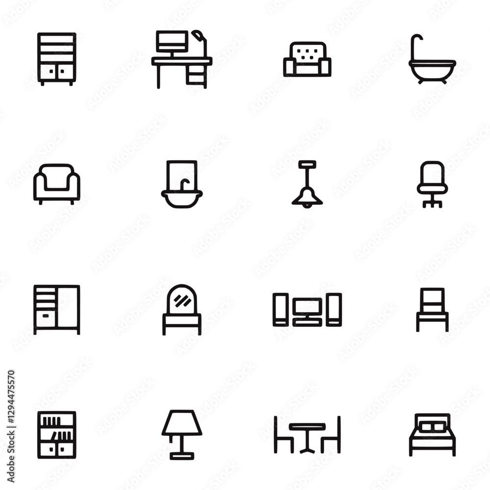 Furniture icon set Furniture icon set