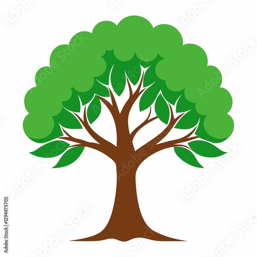 tree with roots illustration on white background