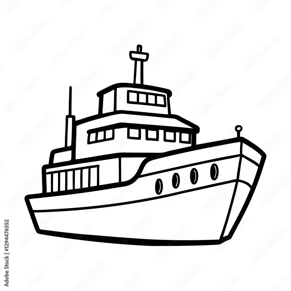 Monochrome Research Vessel Line Art Vector
Monochrome Research Vessel Line Art Vector