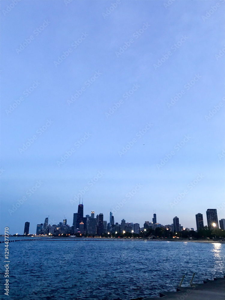 View of Chicago's Skyline at Dusk from the Lake View of Chicago's Skyline at Dusk from the Lake
