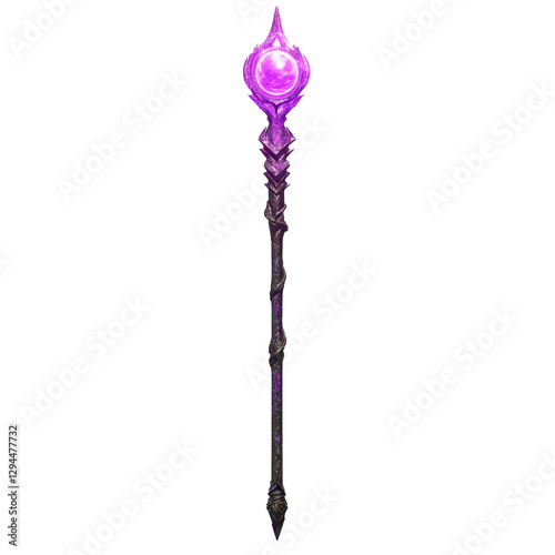 Wallpaper Mural Glowing Purple Staff with Energy Orb for Mystical Fantasy Themes. Fantasy art and game design. Torontodigital.ca