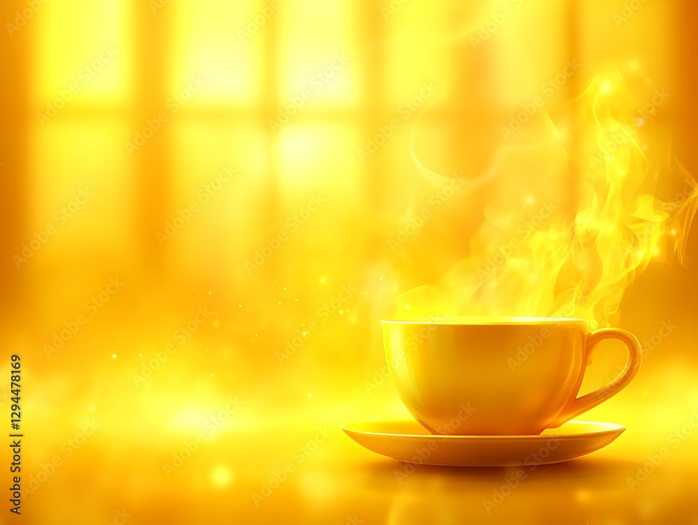 Fototapeta premium Golden tea sunrise window warmth