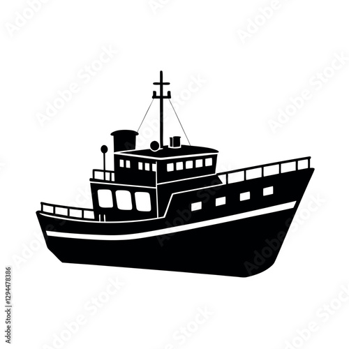 Scientific Research Ship Icon in Vector Format