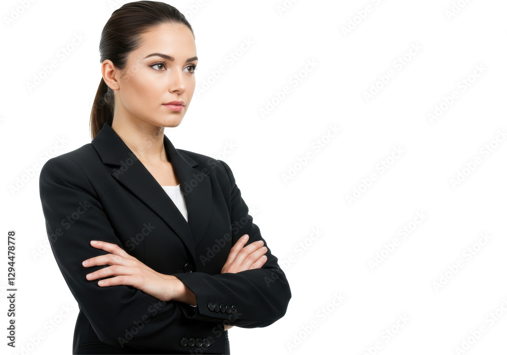 Isolated Pensive Businesswoman with Arms Crossed Isolated Pensive Businesswoman with Arms Crossed