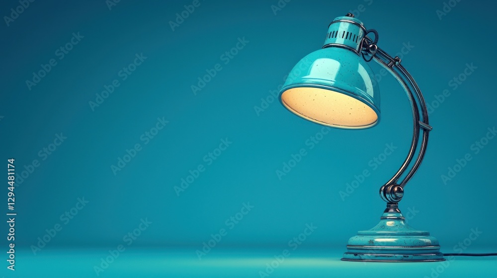 Fototapeta premium Teal Desk Lamp on Teal Background