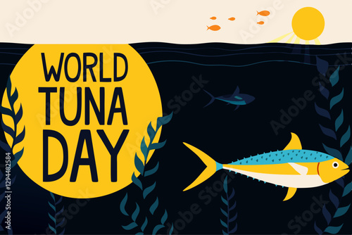 Celebrating World Tuna Day with Vibrant Oceanic Illustrations and Marine Life Themes