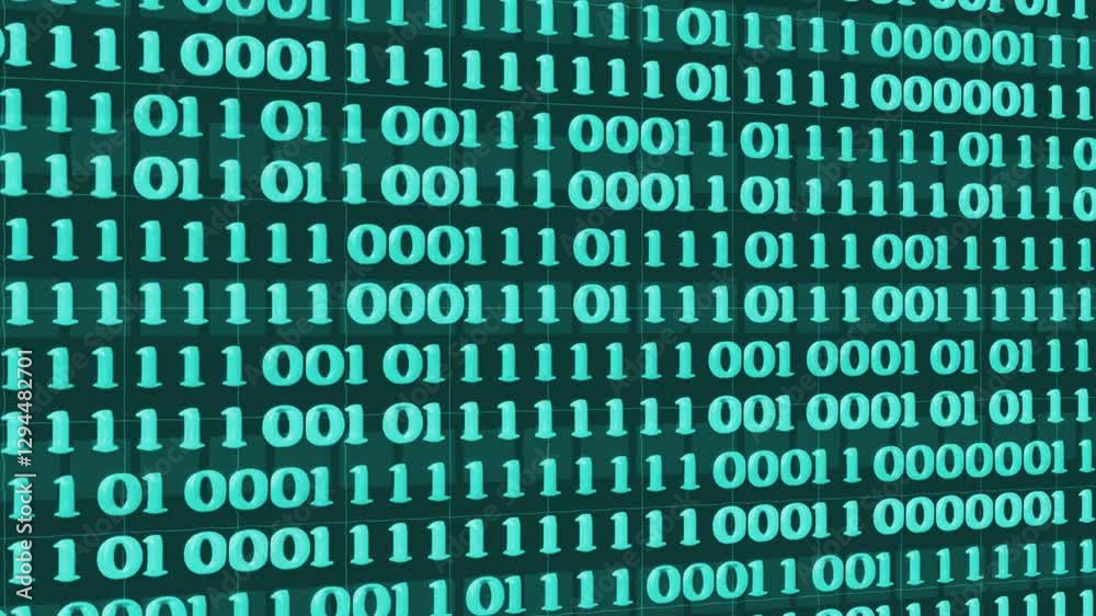 Abstract binary code background with green digits moving on the screen. Data, code, decryption and encoding concepts. Seamless loopable background. Abstract binary code background with green digits moving on the screen. Data, code, decryption and encoding concepts. Seamless loopable background.