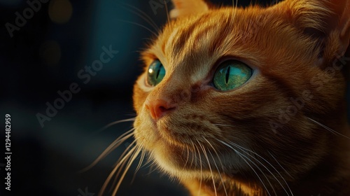 Close-up cat with green eyes