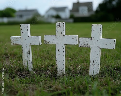 Wallpaper Mural Memorial Crosses in Grass on Field Torontodigital.ca