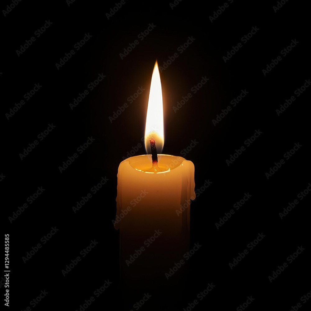 Burning Candle on Dark Background with Space for Text, Ideal for Memorial Day Tributes and Reflective Moments Burning Candle on Dark Background with Space for Text, Ideal for Memorial Day Tributes and Reflective Moments