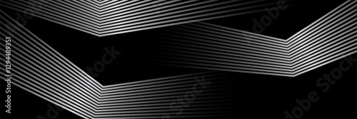 black and white photo of a building with a lot of lines. eps 10, vector ilustration