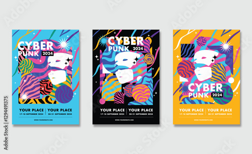 Creative concept of summer bright and juicy cards set. Modern abstract art design with liquid shapes with overlay effect. Templates for celebration, ads, branding, banner, cover, label, poster, sales