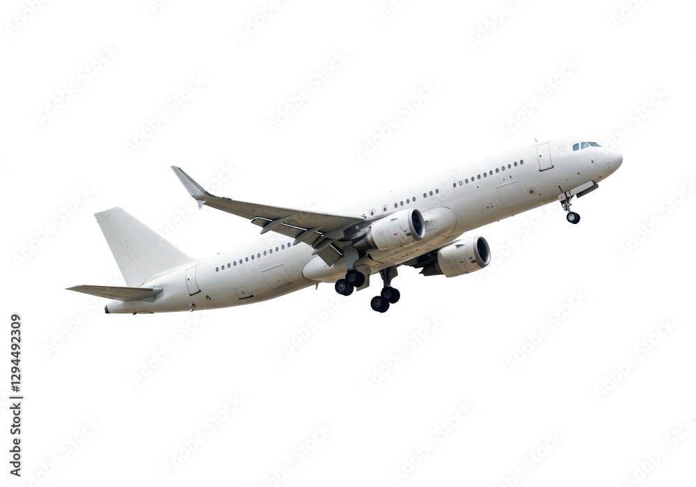 Isolated Modern Commercial Airplane - Aviation Takeoff Isolated Modern Commercial Airplane - Aviation Takeoff