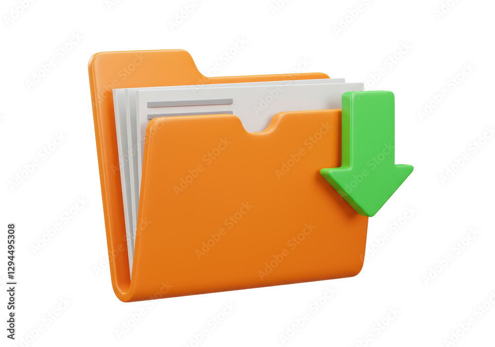 Isolated Folder with Download Arrow for Digital Files Isolated Folder with Download Arrow for Digital Files