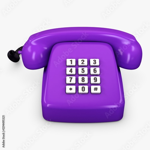Illustration 3D Violet Retro Telephone