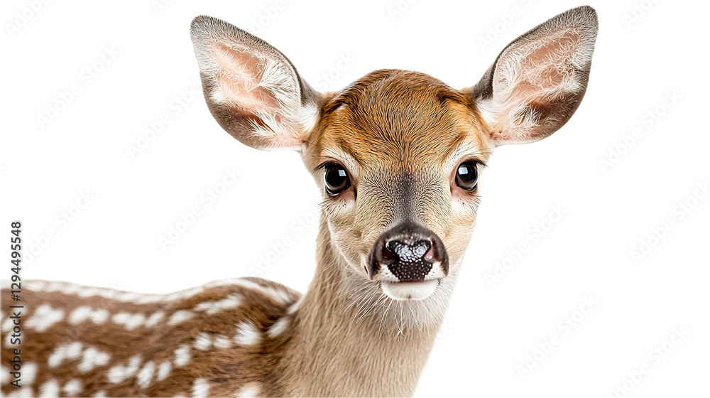 Obraz premium Captivating close-up of a spotted fawn natural habitat wildlife photography studio-like environment portrait view nature conservation concept