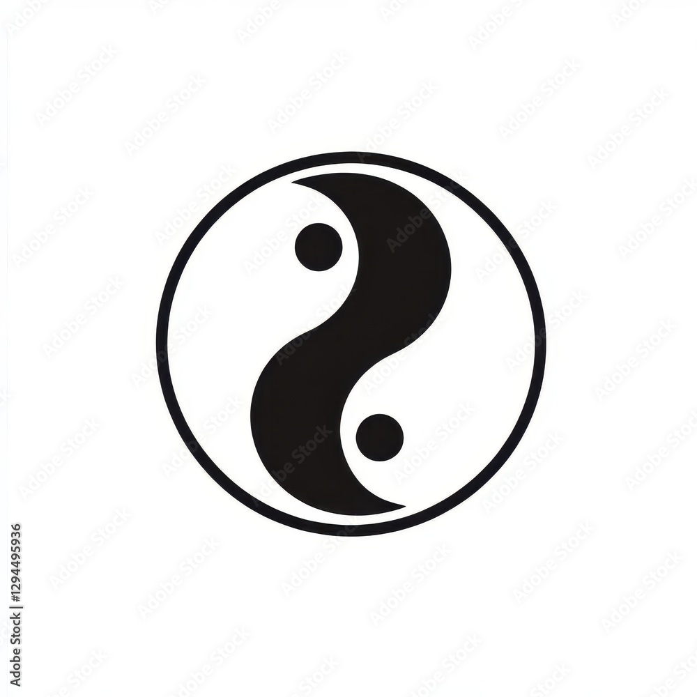 Minimalist Yin Yang Symbol in Black and White for Modern Design Projects Minimalist Yin Yang Symbol in Black and White for Modern Design Projects