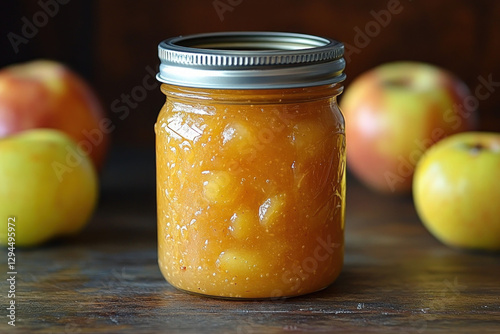 A homemade jar of chunky ap...
