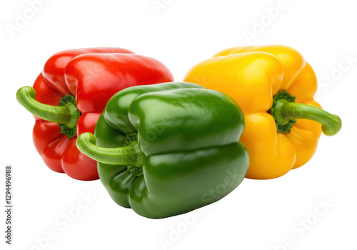 Isolated Red, Green, Yellow Bell Peppers Group