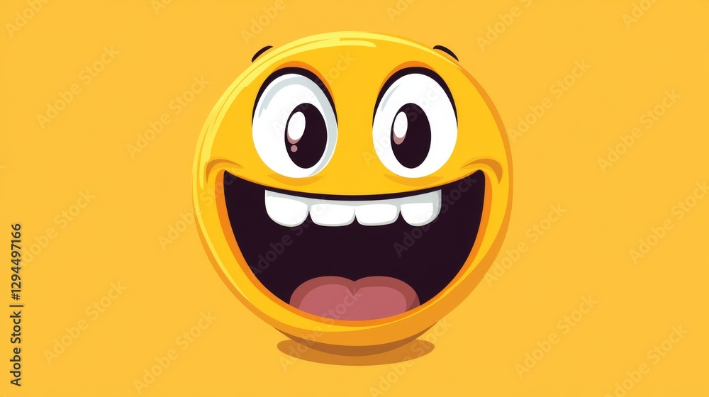 Happy big smile face on yellow background Happy big smile face on yellow background