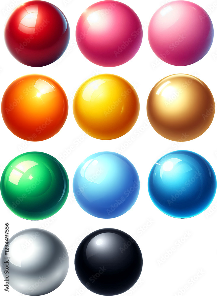 3D cicle set, Set with glass colorful balls. Glossy realistic ball on a transparent background 3D cicle set, Set with glass colorful balls. Glossy realistic ball on a transparent background