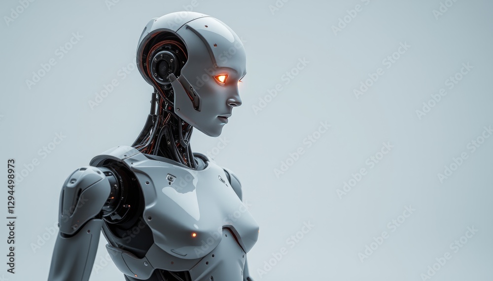 Female Robot with Red Eye Light and Joints Female Robot with Red Eye Light and Joints