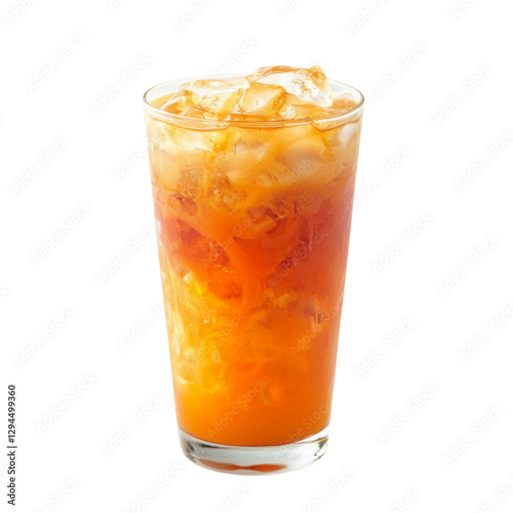 Refreshing iced tea with vibrant orange hues and ice cubes Refreshing iced tea with vibrant orange hues and ice cubes