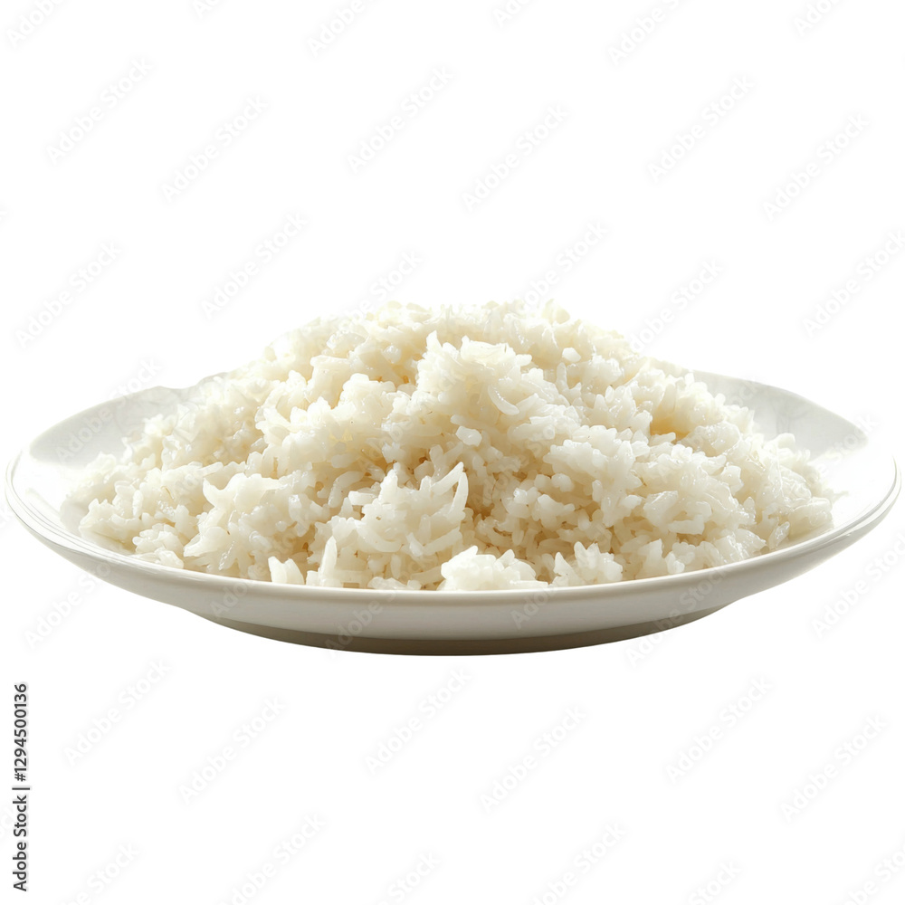 Fluffy white rice served on plate, perfect for any meal or side dish. This staple food is versatile and complements various cuisines, adding texture and flavor Fluffy white rice served on plate, perfect for any meal or side dish. This staple food is versatile and complements various cuisines, adding texture and flavor