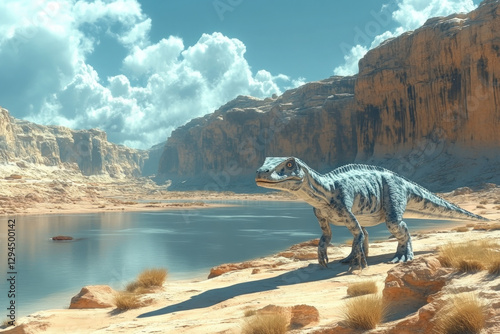 A Riojasaurus in a prehisto...