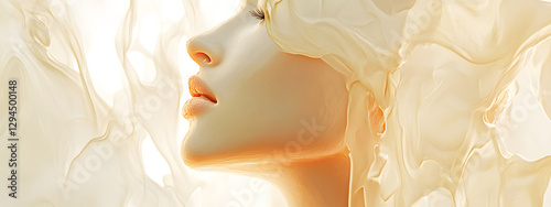 White background, light yellow color scheme, skin tone
