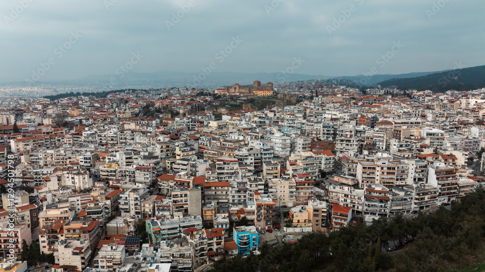 Fototapeta premium Establishing View of Thessaloniki, waterfront, Greece