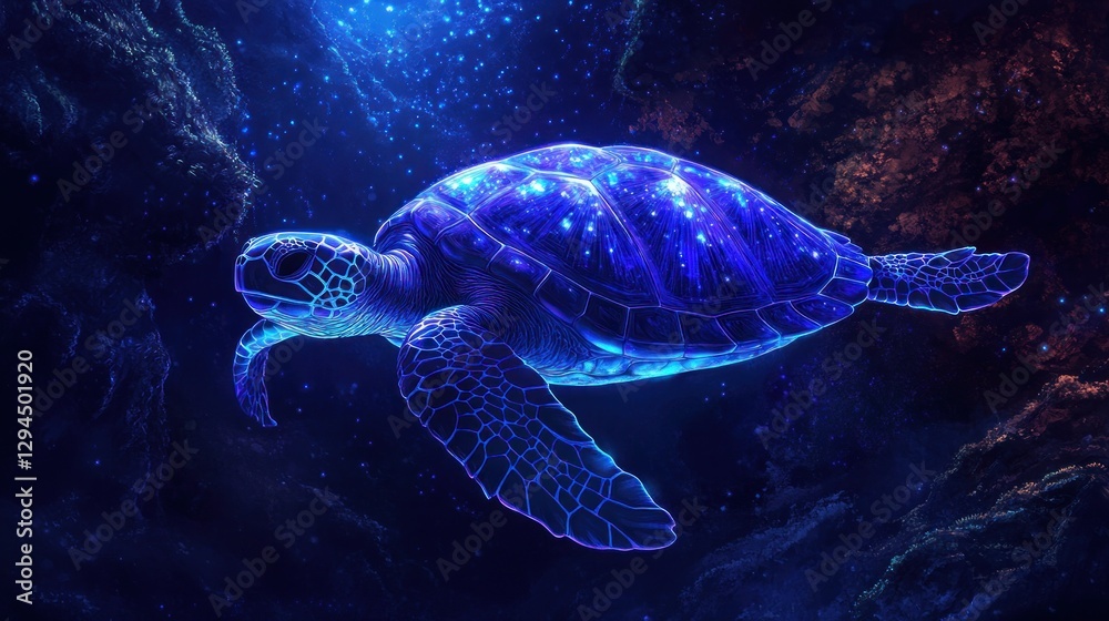 Fototapeta premium Cosmic Turtle: A Celestial Sea Creature